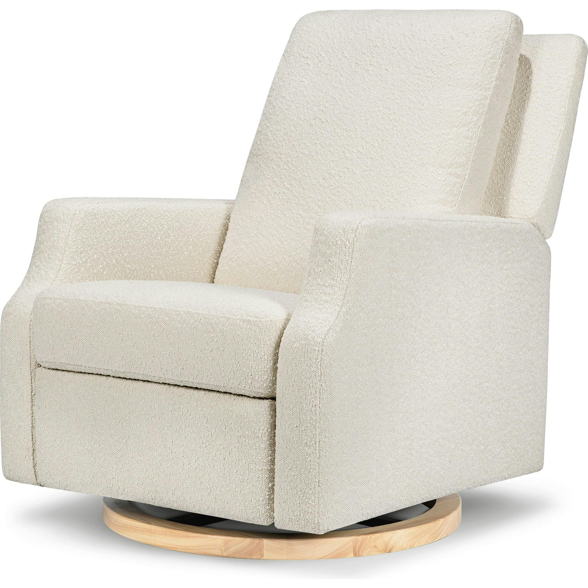 Crewe Recliner and Swivel Glider in Ivory Boucle w/Light Wood Base