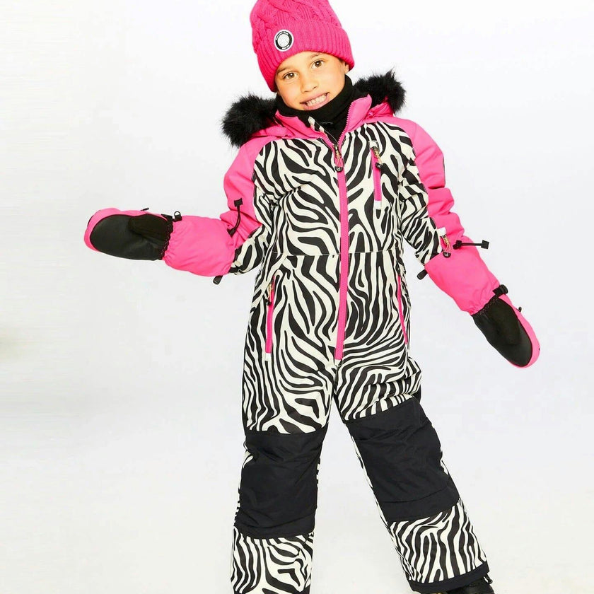 One-Piece Play Snowsuit Zebra Print
