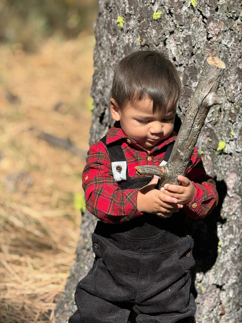 JASPER Festive Red plaid brushed cotton Woven Onesie