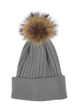 Ribbed Flat Wool Blend Hat With A Genuine Fur Pom (TikTok)