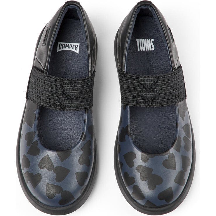 Duet Twins Leather Mary Jane Shoes, Black