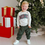 Merry Tartan Patch Christmas Sweatshirt