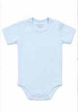 Blue Short Sleeve Bodysuit in Pima Cotton