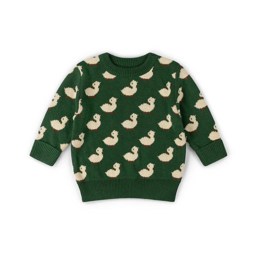 Olive Ducks Snuggly Knitted Jumper, Green