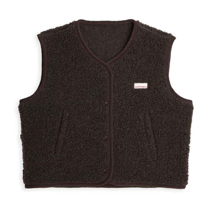 adult merino wool vest - chocolate brown
