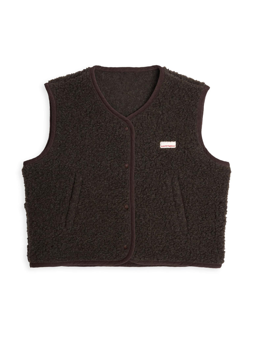 adult merino wool vest - chocolate brown
