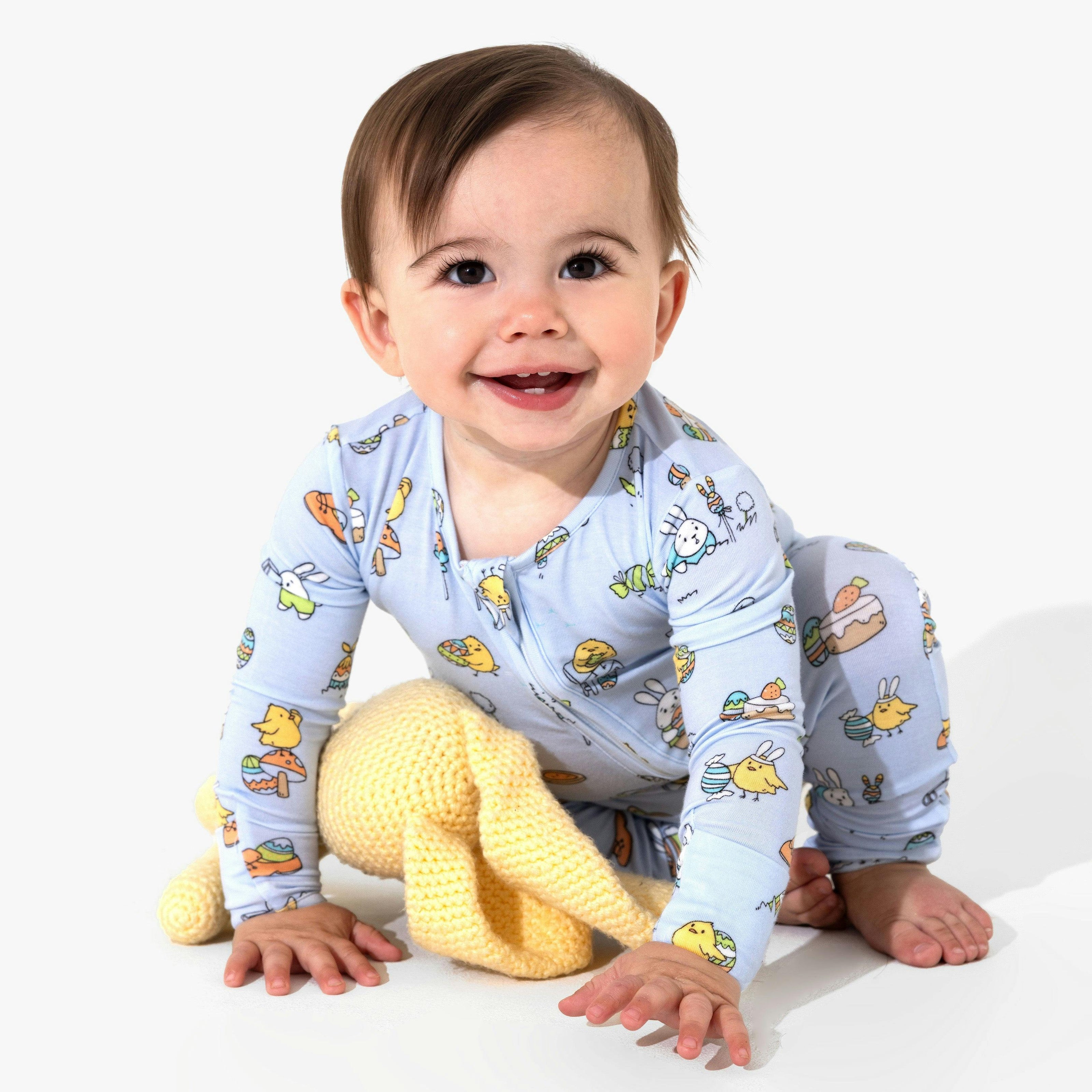 Easter Bunny Blue Bamboo Convertible Footie
