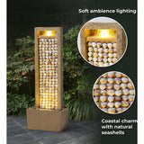 Teamson Home Coastal Seashells Design Outdoor Water Fountain with Warm Glow Lighting