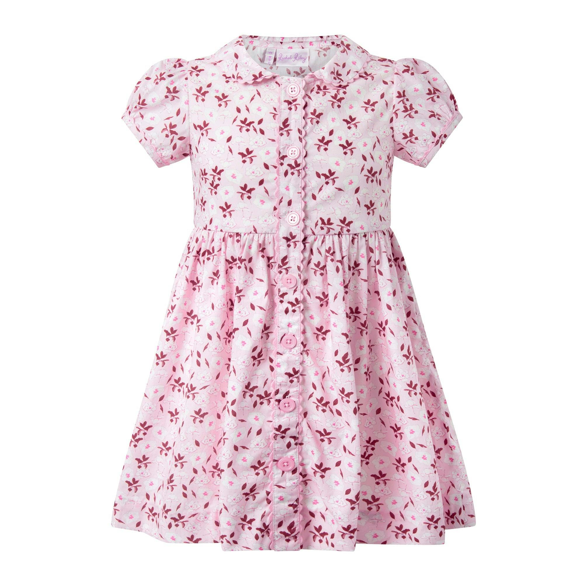 Light Pink Floral Button-Front Dress
