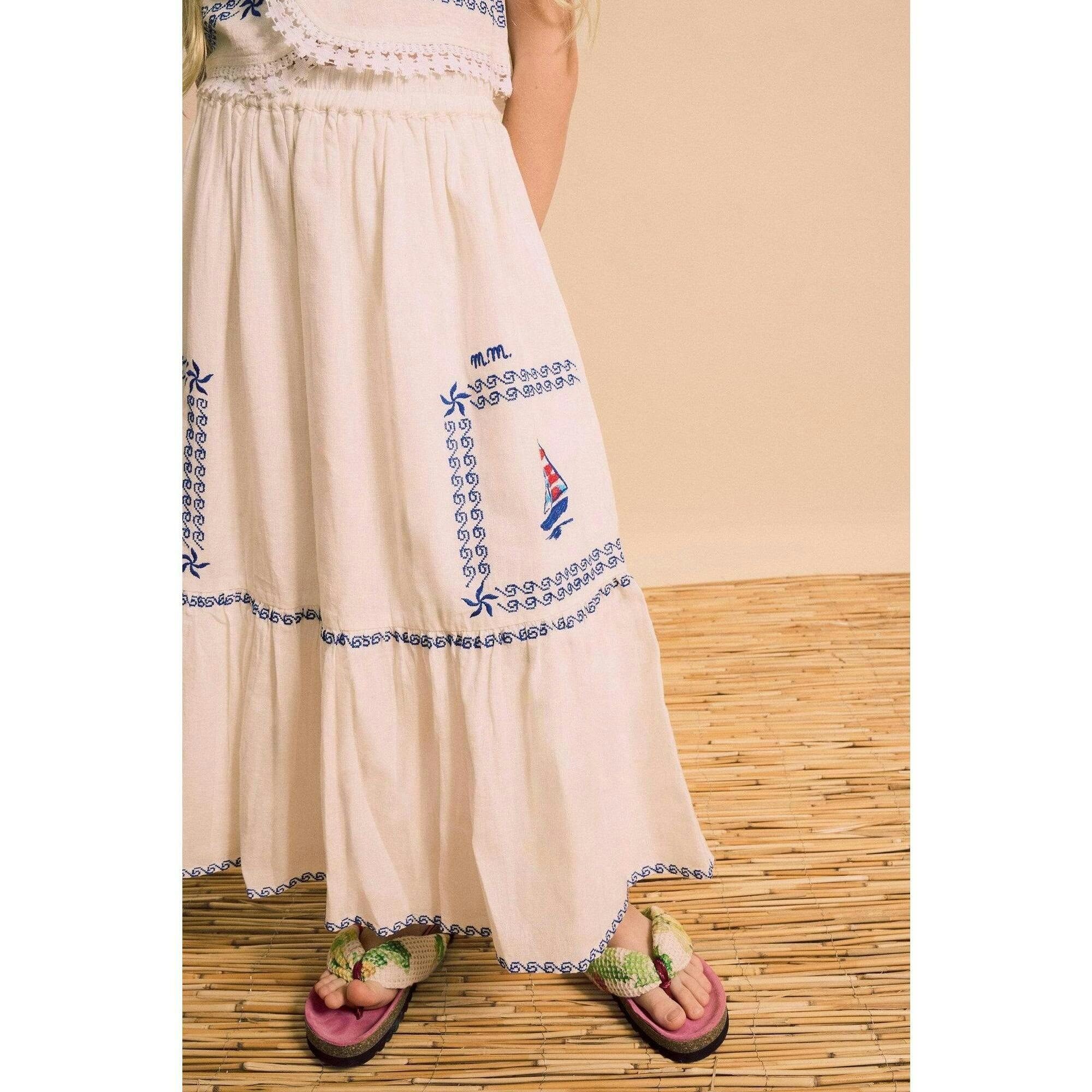 BARCOS EMBROIDERED SKIRT WHITE