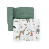 Deluxe Muslin Swaddle Blanket 2 Pack - Safari Social 2