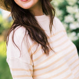 Women's Knit Sweater Cream And Tan Stripe