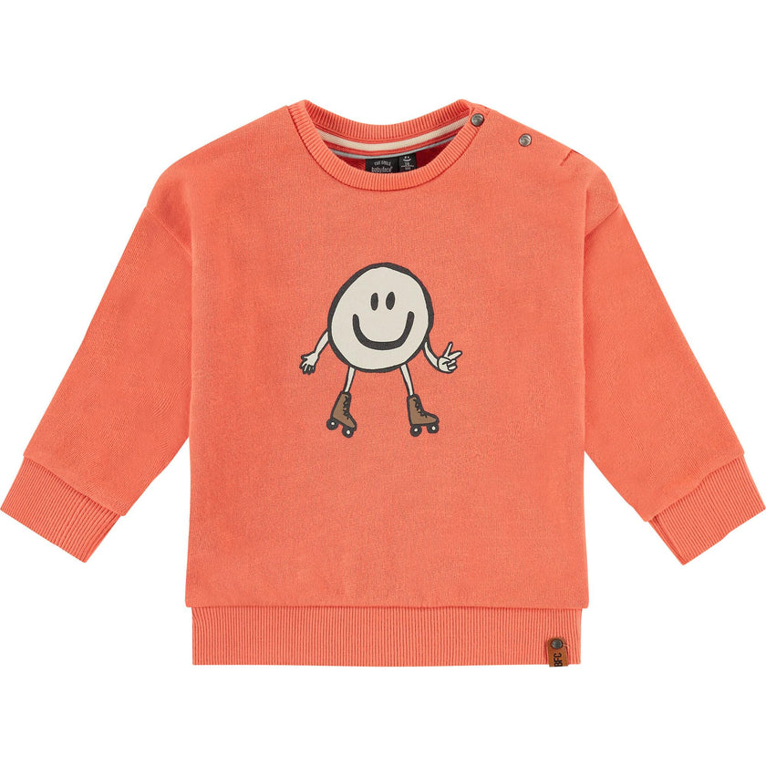Crew Neck Neon Smiling Character Print Sweatshirt