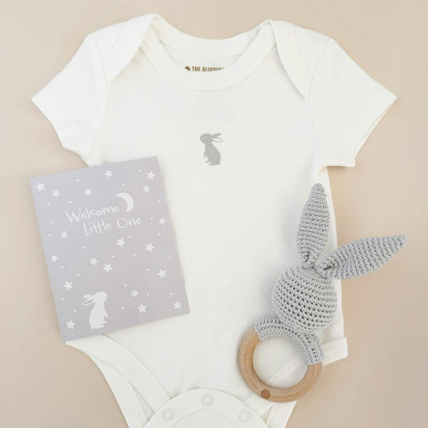 Onesie Teether and Card Gift Set - Grey Bunny