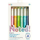 Noted! 2-in-1 Micro Fine Tip Pen and Highlighters - Set of 6
