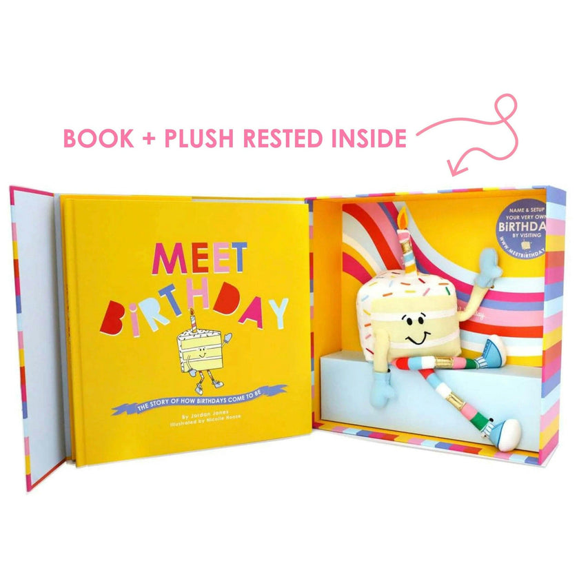 Packed Party Meet Birthday Children's Book with Birthday Plush Toy and Keepsake Gift Box - 32-Page Hardcover Birthday Story with Memento Pockets