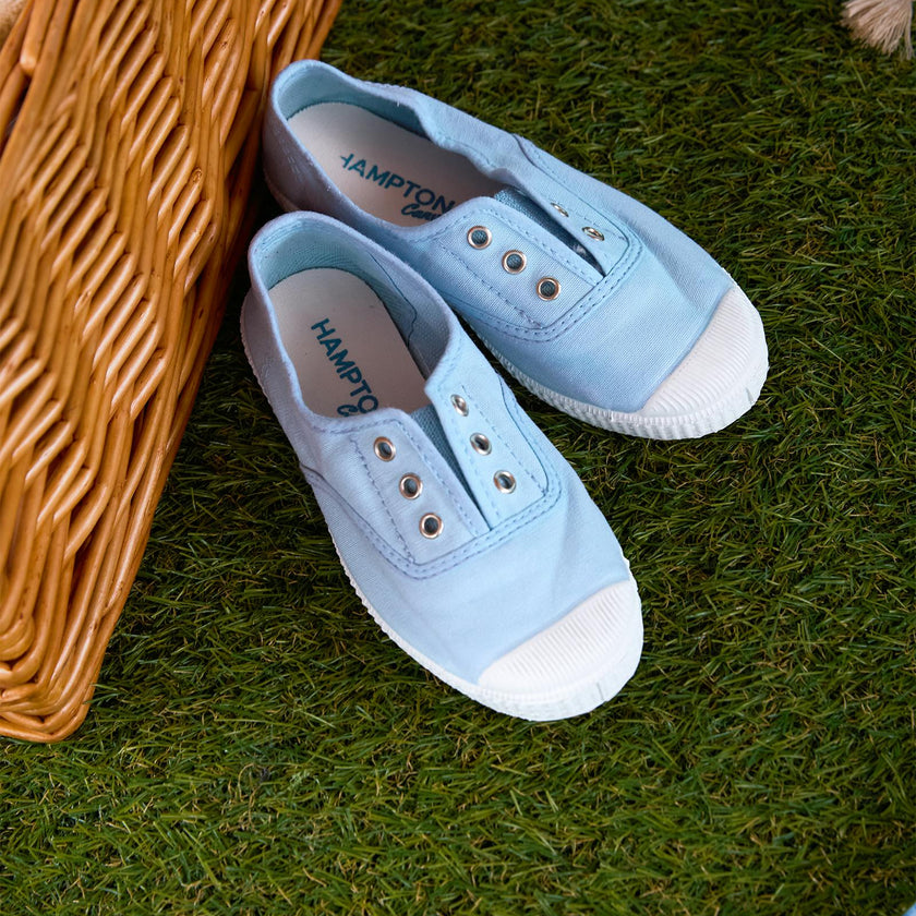 Hampton Canvas Plum Plimsolls in Ice Blue