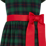 Joy Plaid Satin Bows Occasion Party Dress