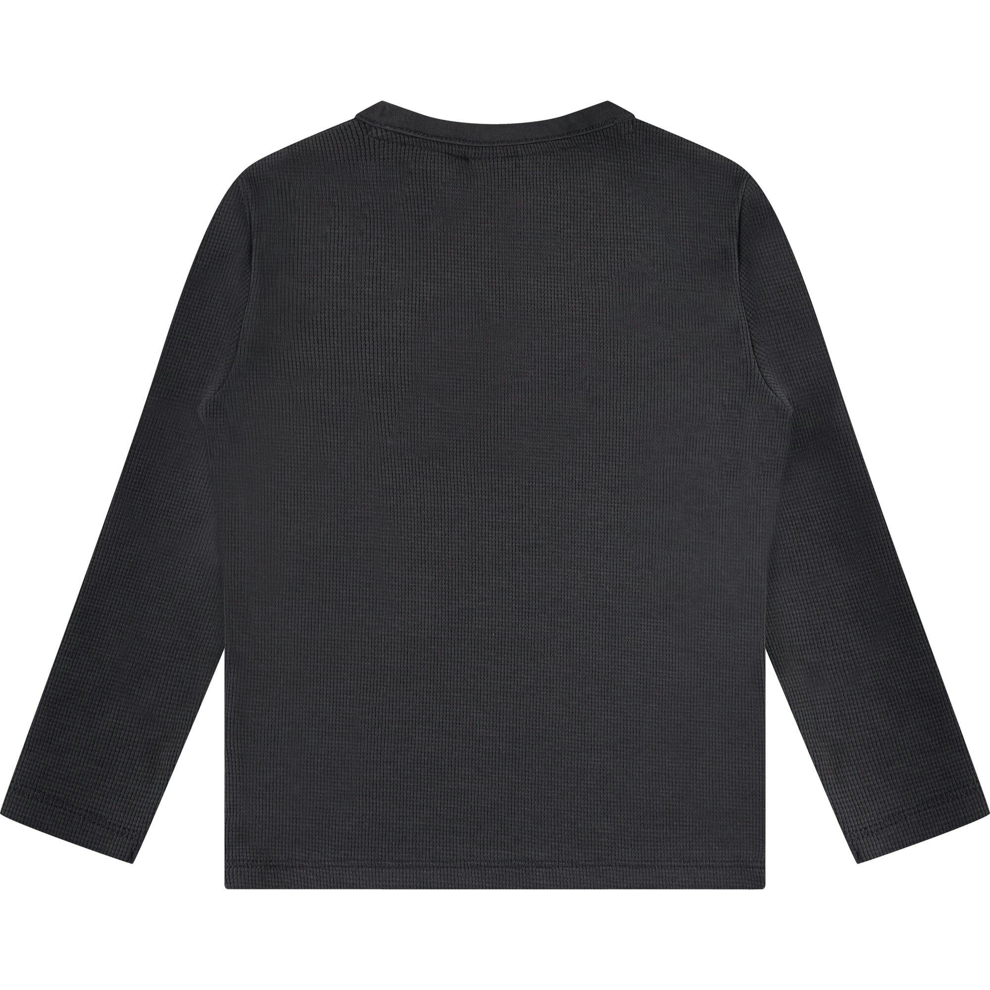 Waffle Ribbed Long Sleeve Henley T-Shirt