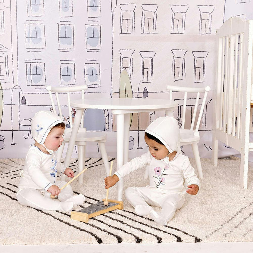 Stem Stitch Footie & Hat Set