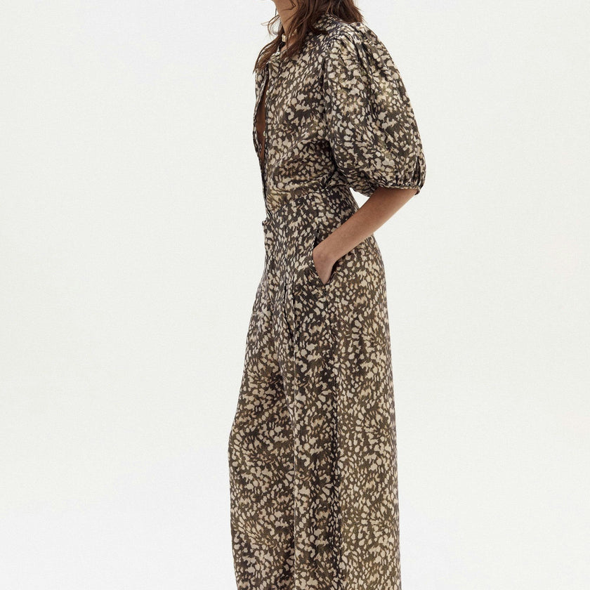 Culotte Metallic Linen Pants - Impala Print