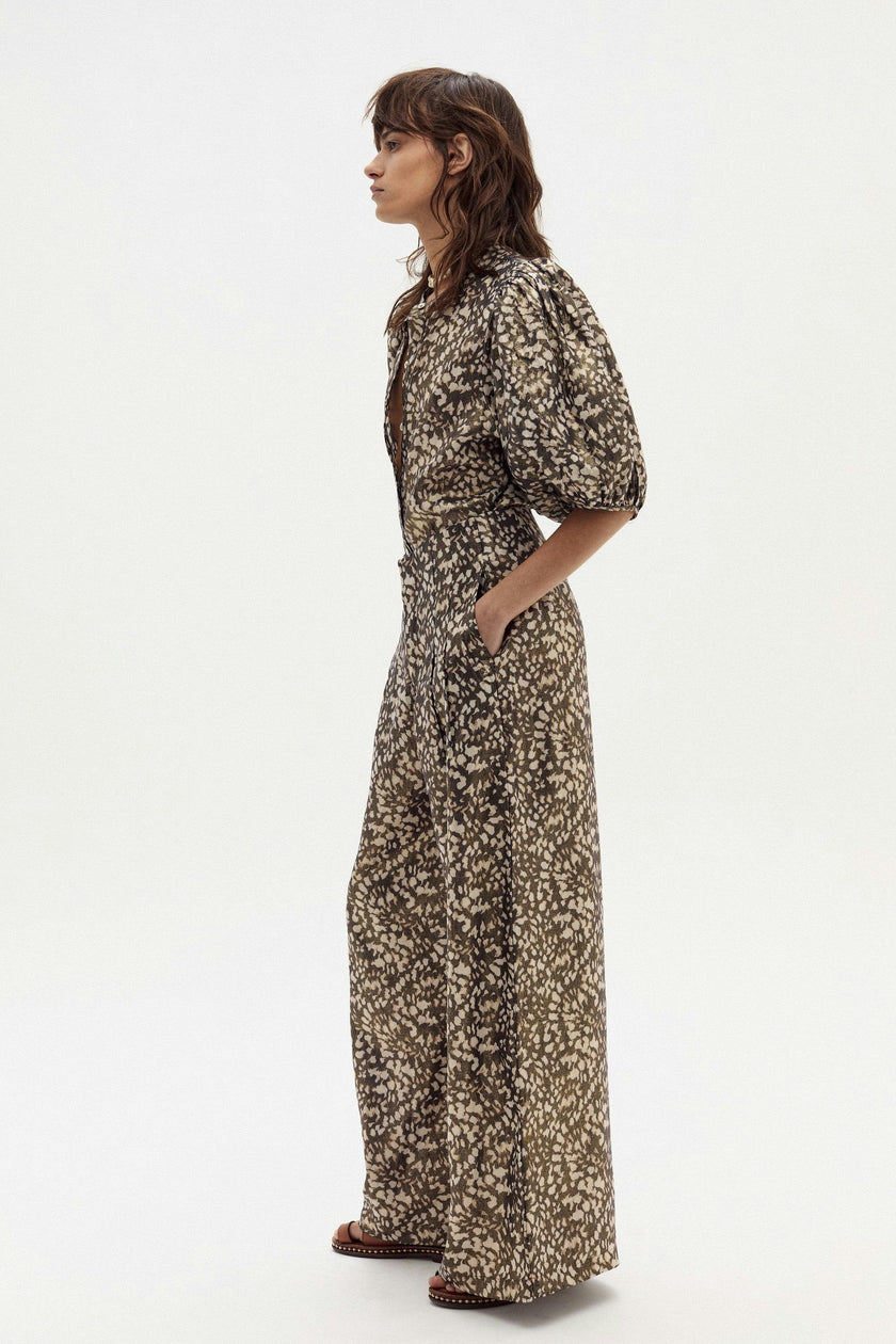 Culotte Metallic Linen Pants - Impala Print