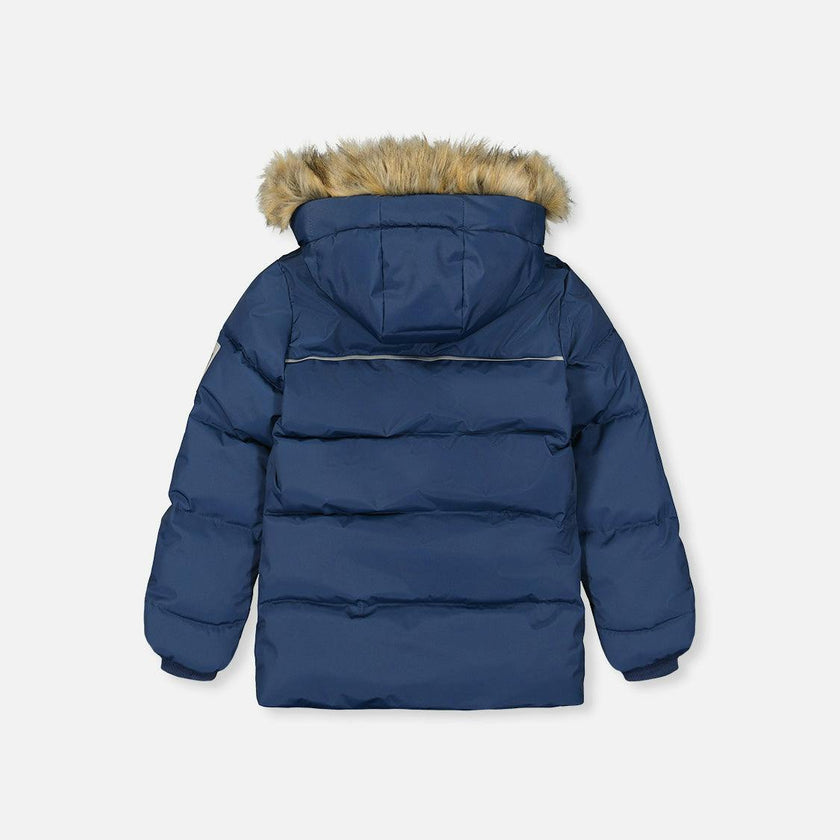 Winter Jacket with Faux-Fur Hood Dark Blue