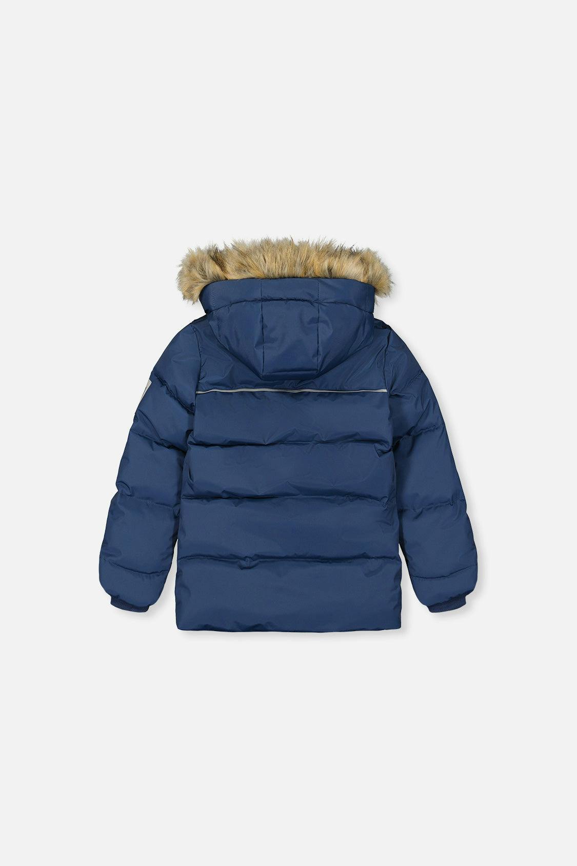 Winter Jacket with Faux-Fur Hood Dark Blue