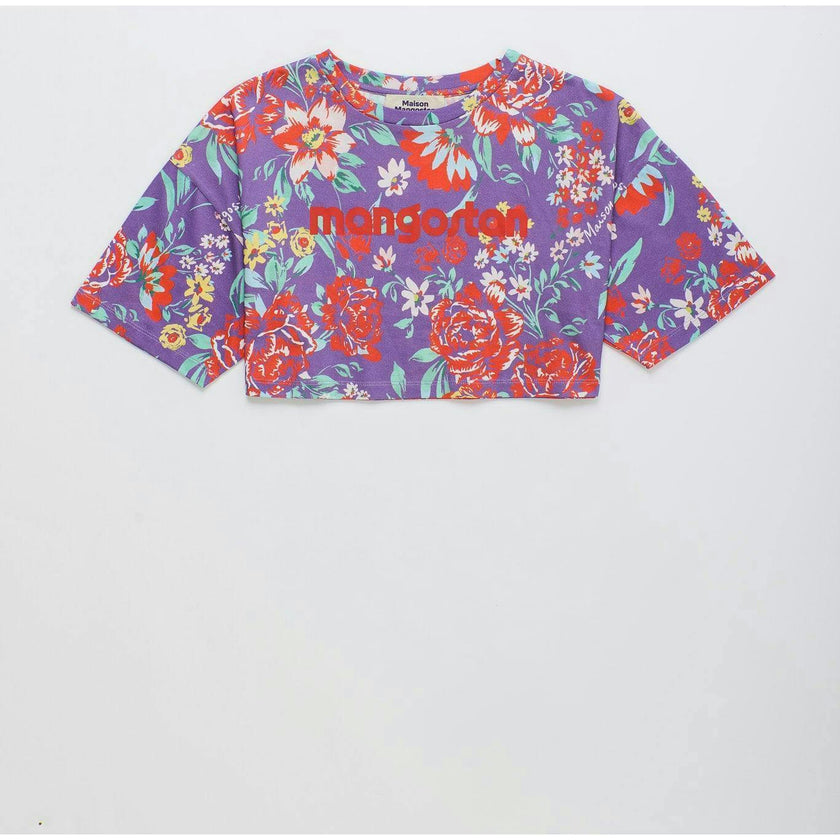 BEVERLY FLOWERS CROP TOP DEEP LAVENDER