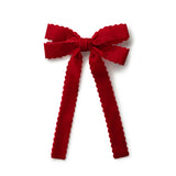 Halo Luxe Opaline Velvet Scalloped Long Tail Clip - Red