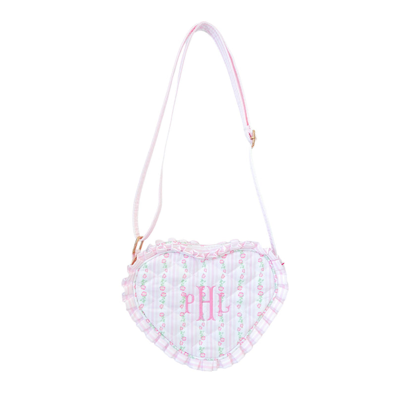 Customizable Quilted Floral Heart Purse