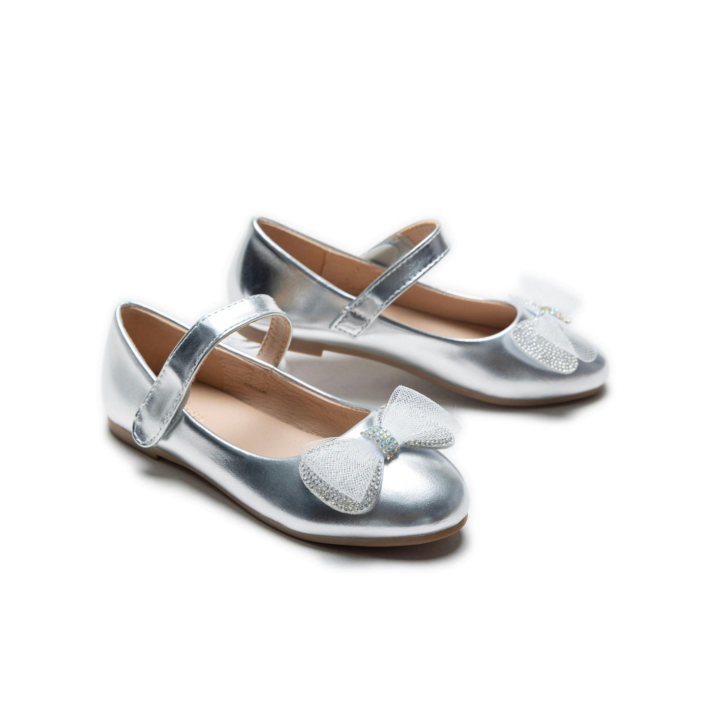 Silver Lydia Bow Flats