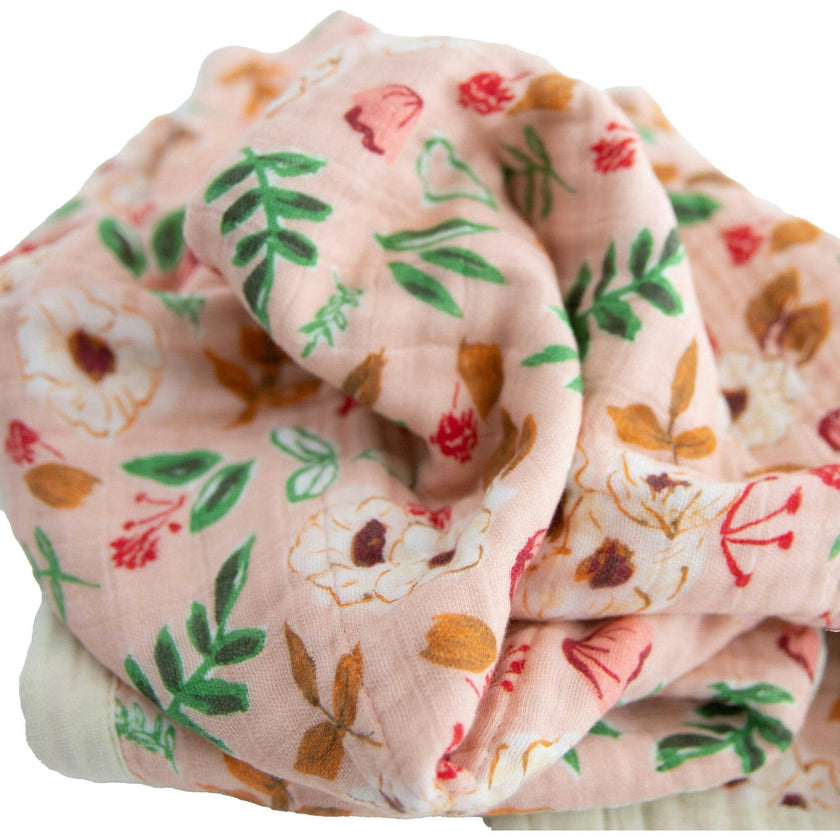 Cotton Muslin Baby Quilt - Vintage Floral