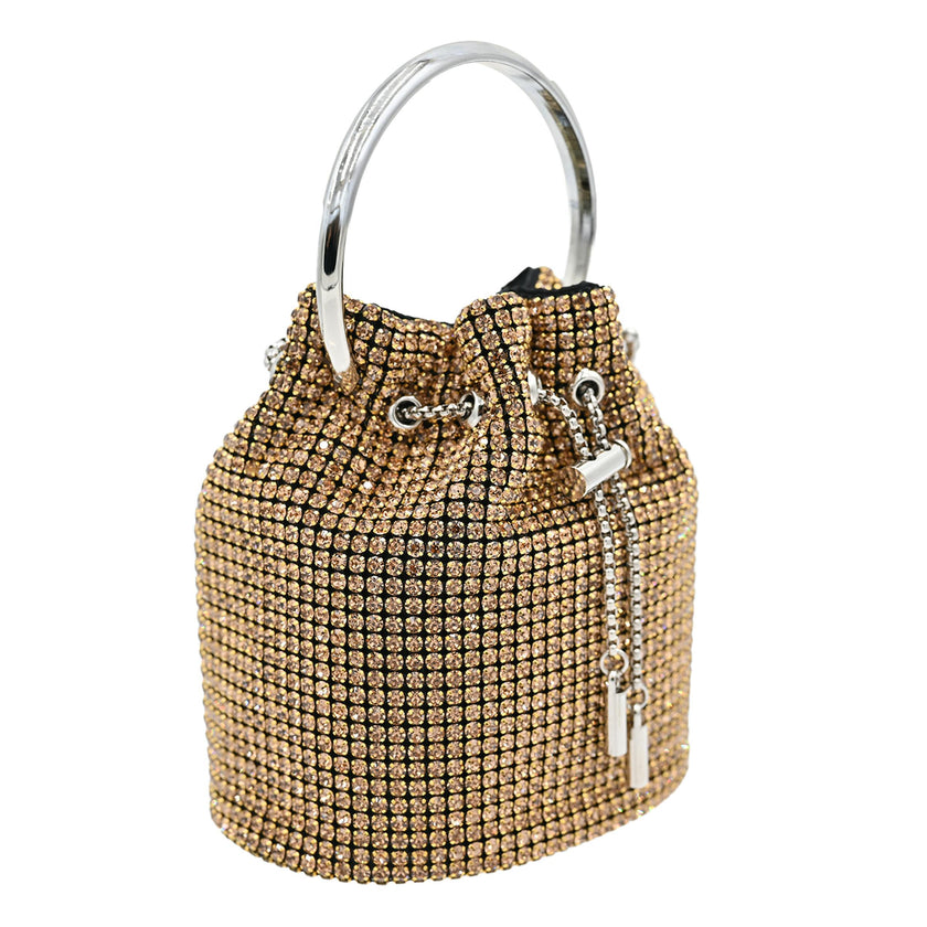 Gold Rhinestone Chain Buckle Purse