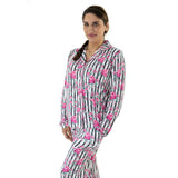 Cabbage Rose Stripe - Adult Long Sleeve Coat Style and Pant with Pockets