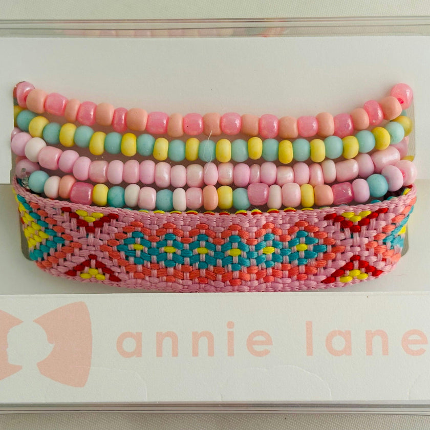 Beaded Bracelets - Boho Friendship Stack Pink