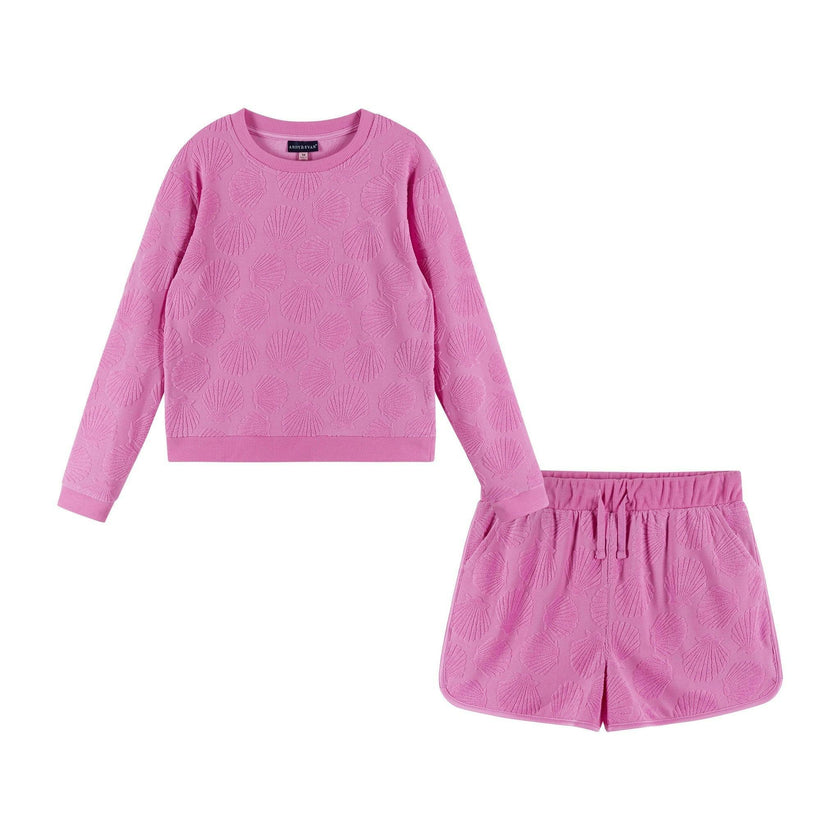 Terry Pullover And Short Set | Purple