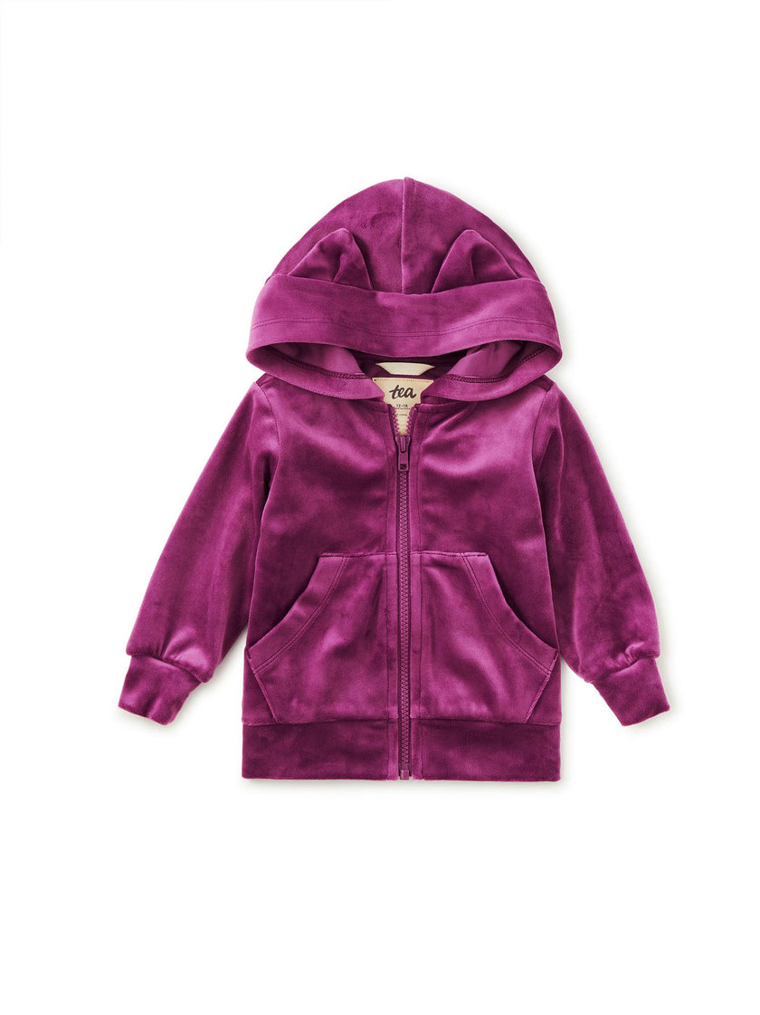 Cat Ears Velour Hoodie, Cosmic Berry