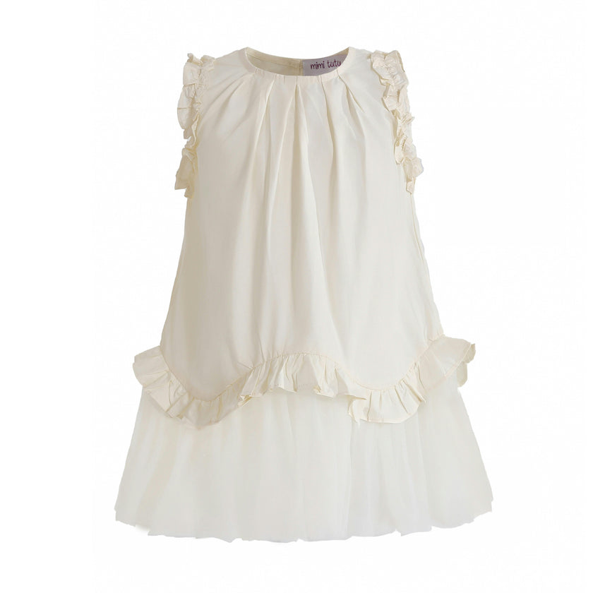 Cream Lumielle Ruffle Dress