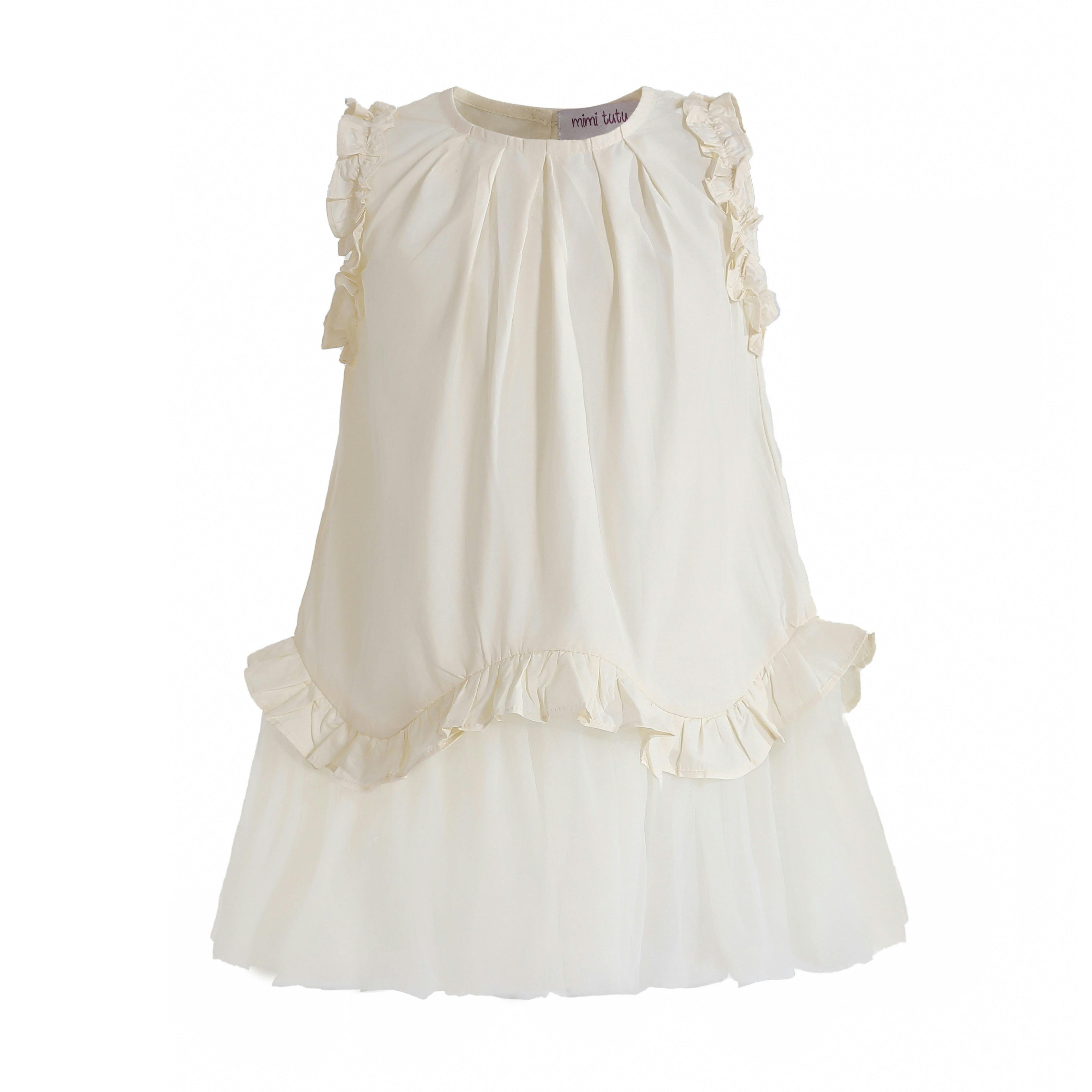 Cream Lumielle Ruffle Dress