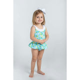Lemon Print Skirted Swimsuit