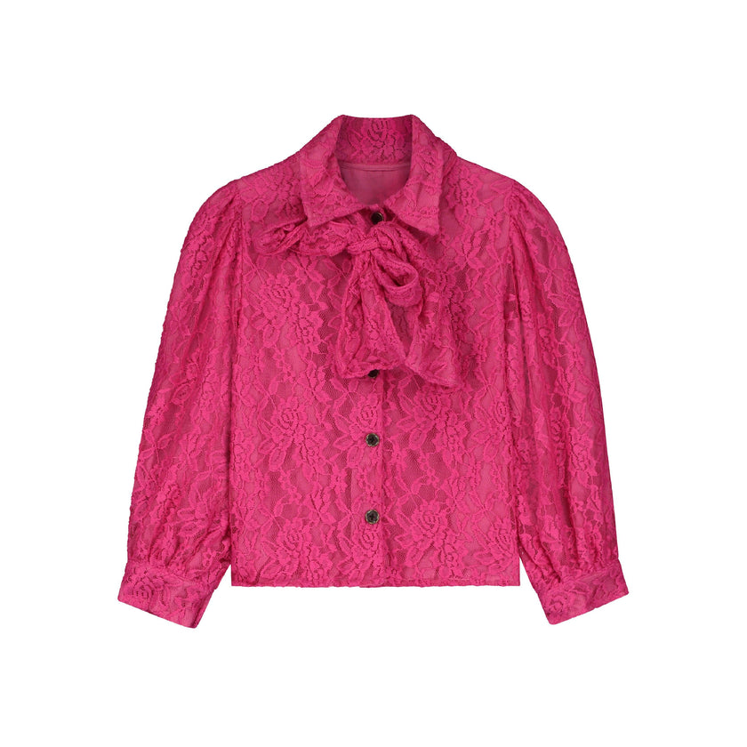 Lace Bow Blouse Fuchsia