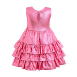 Pink Satin Ruffle Party Dress