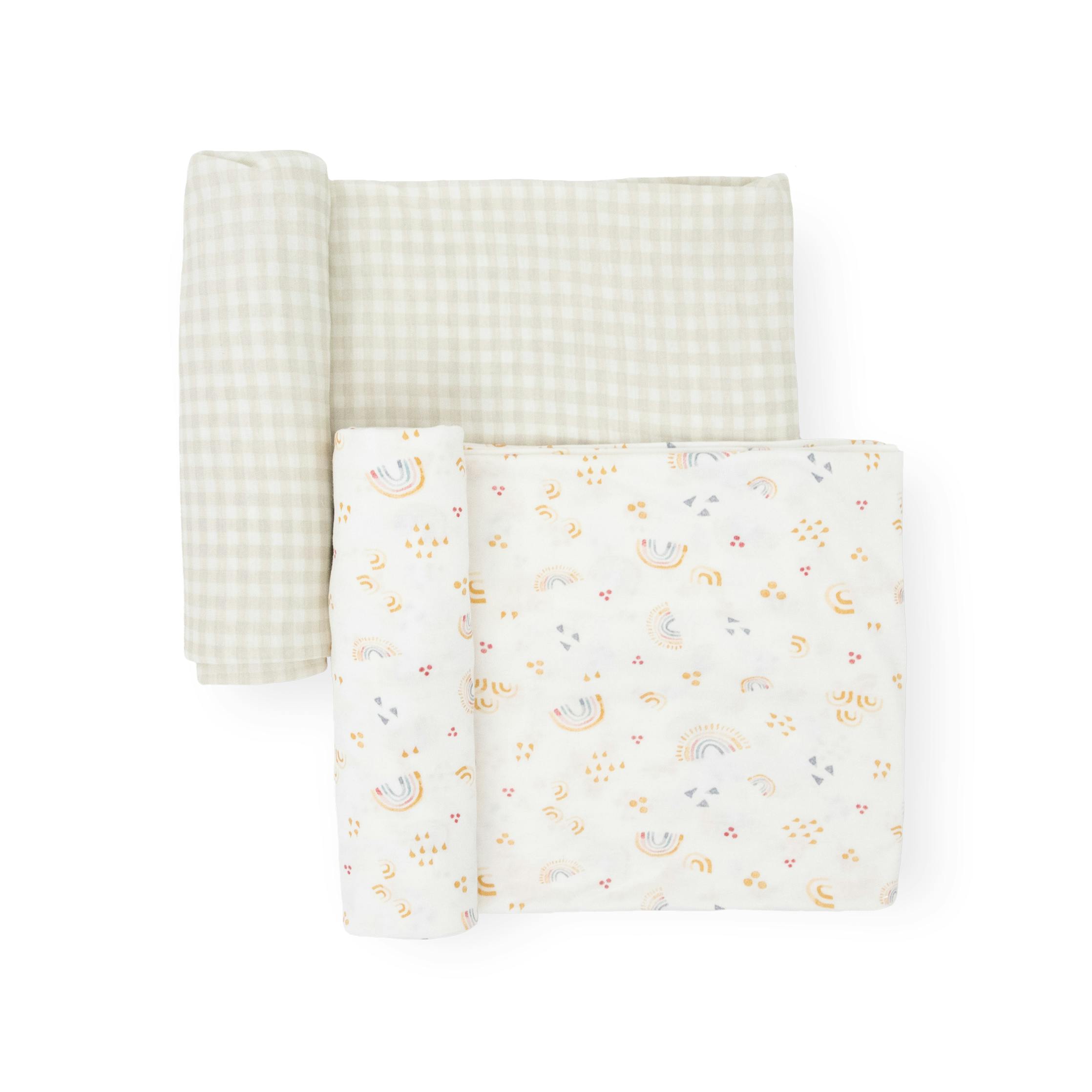 Stretch Knit Swaddle Blanket 2 Pack - Rainbows