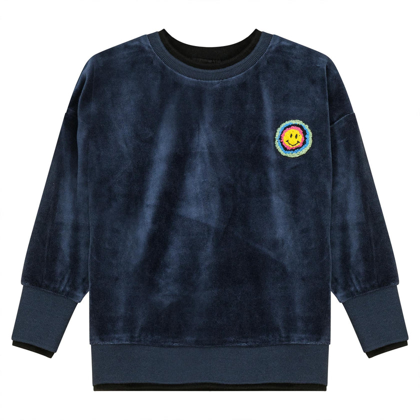 Velour Ribbed Long Sleeve Sweatshirt