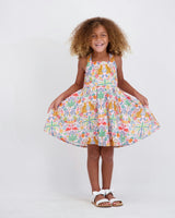 Girls Textured Cotton Poplin Dress | Pink Cheetah