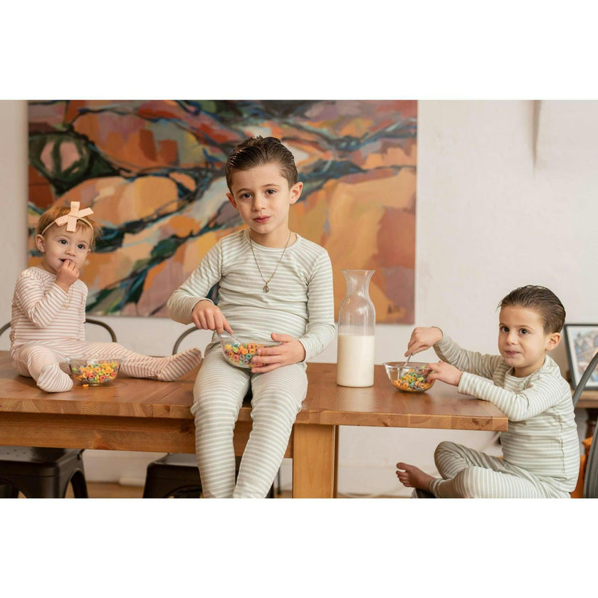 Directional Striped Raglan Sleeve Top & Pant Set