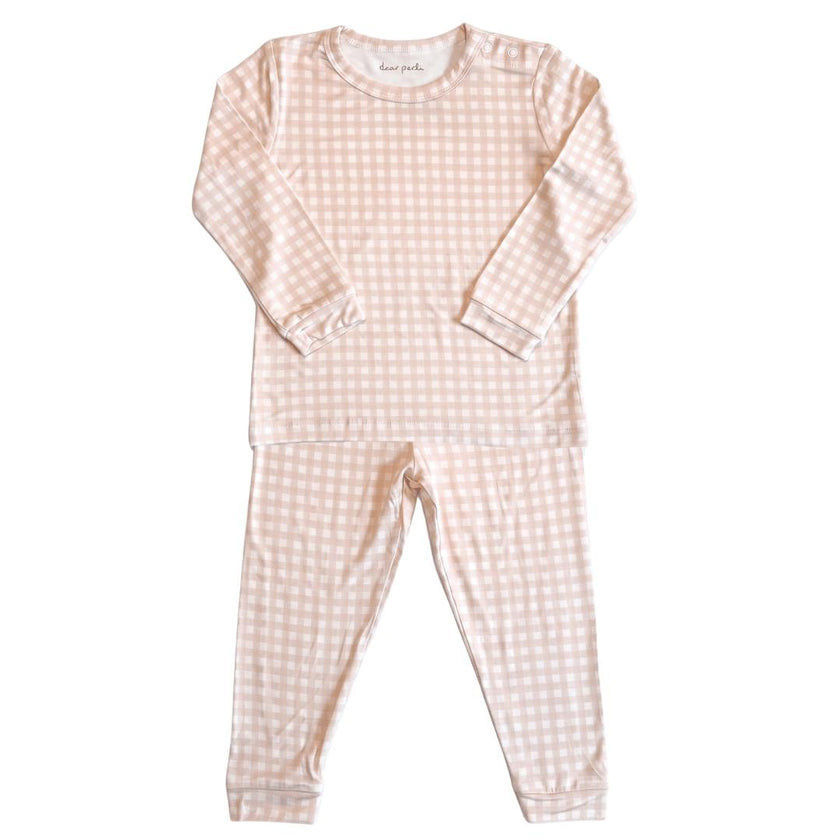 Toddler Pajama Set in Micro Gingham Petal Pink