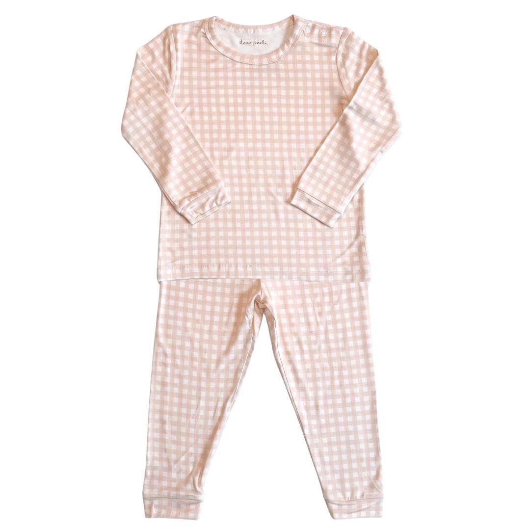 Toddler Pajama Set in Micro Gingham Petal Pink