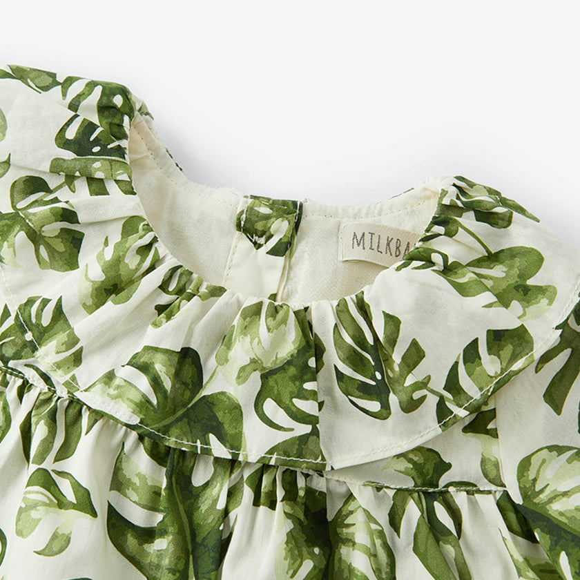 Island Leaf Ruffle Dress & Bloomers